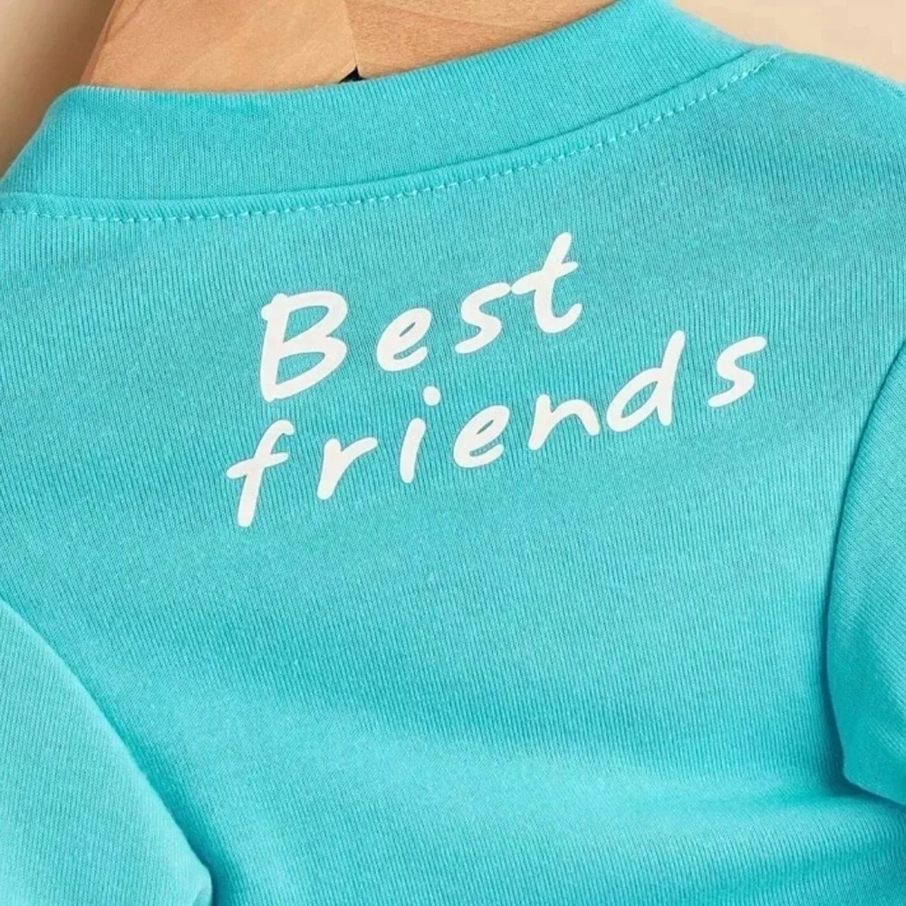 Small Dog Or Cat Pet Tee T-Shirt Best Friends Aqua Blue Clothing
